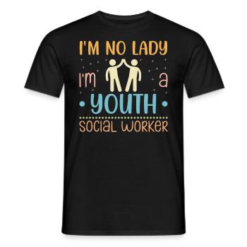Je ne suis pas une dame Je suis une travailleuse sociale pour les jeunes - T-shirt homme - noir - Devant - AI Model Male 178 light (178cm)
