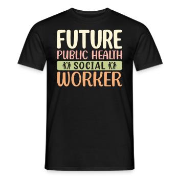 Futur travailleur social en santé publique - T-shirt homme - noir - Devant - AI Model Male 178 light (178cm)