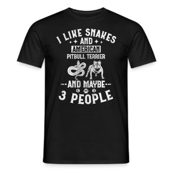 Snakes And American Pitbull Terrier And 3 People - Männer T-Shirt - Schwarz - Vorne - AI Model Male 178 light (178cm)
