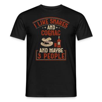 I Like Snakes And Cognac And Maybe 3 People Snake - Männer T-Shirt - Schwarz - Vorne - AI Model Male 178 light (178cm)