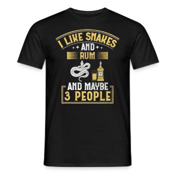 I Like Snakes And Rum And Maybe 3 People Snake - Männer T-Shirt - Schwarz - Vorne - AI Model Male 178 light (178cm)