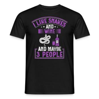 I Like Snakes And Wine And Maybe 3 People Snake - Men's T-Shirt - black - Front - AI Model Male 178 light (178cm)
