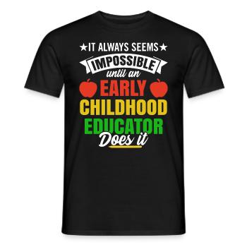 Enseignante en éducation de la petite enfance - T-shirt homme - noir - Devant - AI Model Male 178 light (178cm)
