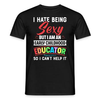 Enseignante en éducation de la petite enfance - T-shirt homme - noir - Devant - AI Model Male 178 light (178cm)