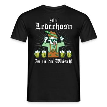 Mei Lederhosn is in da Wäsch - Männer T-Shirt - Schwarz - Vorne - AI Model Male 178 light (178cm)
