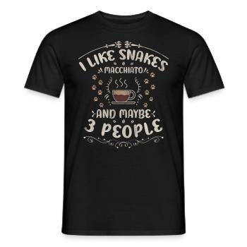 J’aime les serpents Macchiato et peut-être le café de 3 personnes - T-shirt homme - noir - Devant - AI Model Male 178 light (178cm)