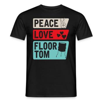 Peace Love Floor Tom Mele Kalikimaka - Men's T-Shirt - black - Front - AI Model Male 178 light (178cm)