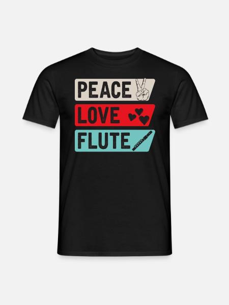 Peace Love Flute Funny Marching Band - T-skjorte herre - svart