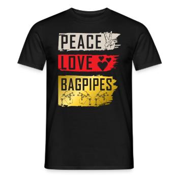 Peace Love Bagpipes Music Instrument - Männer T-Shirt - Schwarz - Vorne - AI Model Male 178 light (178cm)