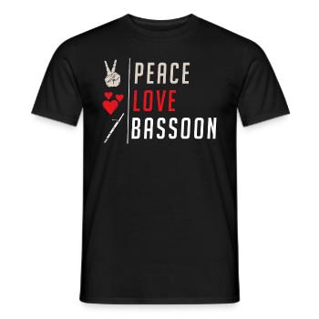 Peace Love Bassoon Musical Instrument - Männer T-Shirt - Schwarz - Vorne - AI Model Male 178 light (178cm)