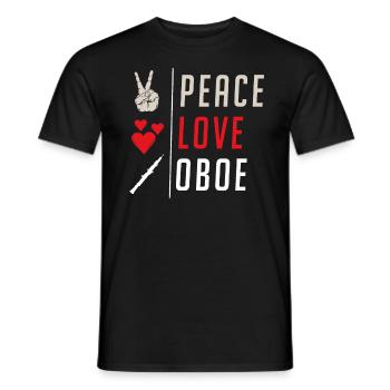 Peace Love Musique de hautbois Joueur de hautbois - T-shirt homme - noir - Devant - AI Model Male 178 light (178cm)