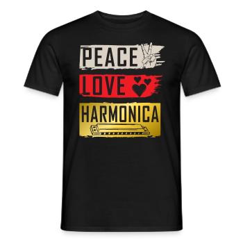 Peace Love Harmonia Music Instrument - Männer T-Shirt - Schwarz - Vorne - AI Model Male 178 light (178cm)
