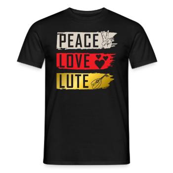 Peace Love Lute Musical Instrument - Men's T-Shirt - black - Front - AI Model Male 178 light (178cm)
