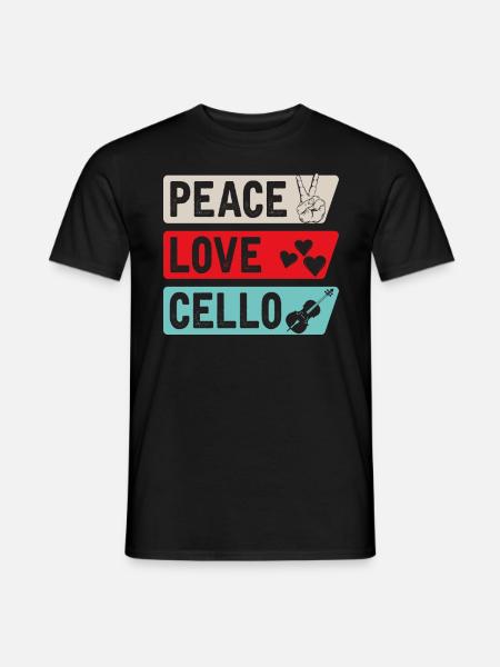 Peace Love Cello Musical Instrument - Männer T-Shirt - Schwarz