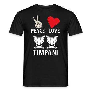 Peace Love Timpani - Men's T-Shirt - black - Front - AI Model Male 178 light (178cm)
