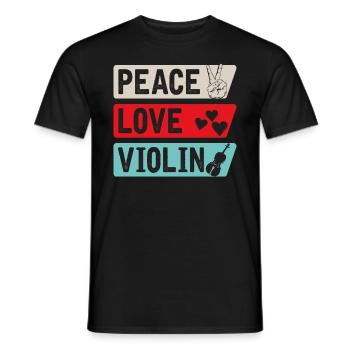 Peace Love Violin Violonists Music - Men's T-Shirt - black - Front - AI Model Male 178 light (178cm)