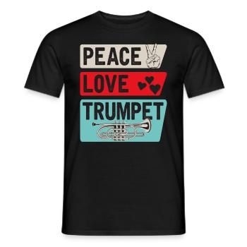 Peace Love Trompette Trompettiste - T-shirt homme - noir - Devant - AI Model Male 178 light (178cm)
