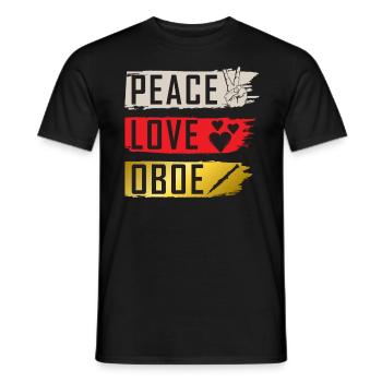 Peace Love Instrument de musique hautbois - T-shirt homme - noir - Devant - AI Model Male 178 light (178cm)
