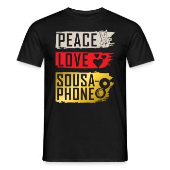 Peace Love Sousaphone Tuba Sousaphone - Männer T-Shirt - Schwarz - Vorne - AI Model Male 178 light (178cm)