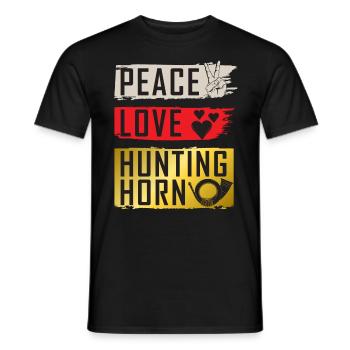 Peace Love Hunting Horn Trompettes - T-shirt homme - noir - Devant - AI Model Male 178 light (178cm)