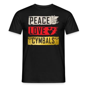 Peace Love Cymbals Bass Drum Instrument - Men's T-Shirt - black - Front - AI Model Male 178 light (178cm)