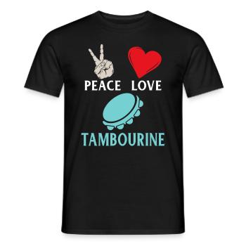 Peace Love Tambroune Music Instrument - Männer T-Shirt - Schwarz - Vorne - AI Model Male 178 light (178cm)