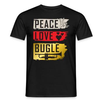 Peace Love Bugle Drumline Music Bugle - Men's T-Shirt - black - Front - AI Model Male 178 light (178cm)