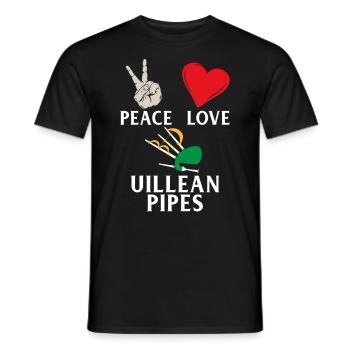 Peace Love Uilleann Pipes Music Player - Männer T-Shirt - Schwarz - Vorne - AI Model Male 178 light (178cm)