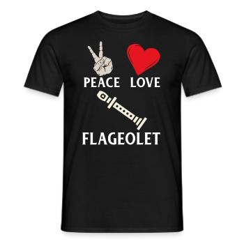 Peace Love Flageolet Music Instrument - Männer T-Shirt - Schwarz - Vorne - AI Model Male 178 light (178cm)