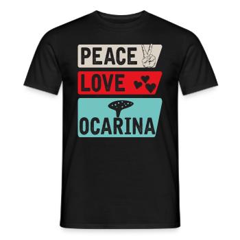 Peace Love Ocarina Musical Instrument - Männer T-Shirt - Schwarz - Vorne - AI Model Male 178 light (178cm)