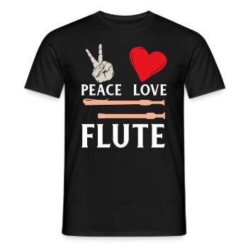 Peace Love Flute Musical Instrument - Männer T-Shirt - Schwarz - Vorne - AI Model Male 178 light (178cm)