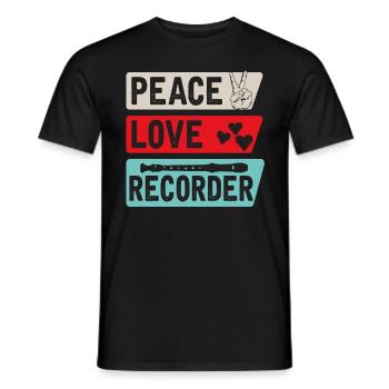 Peace Love Recorder Recorder Player - T-shirt homme - noir - Devant - AI Model Male 178 light (178cm)