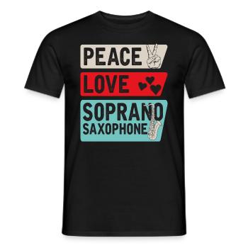 Peace Love Soprano Saxophone Players - Men's T-Shirt - black - Front - AI Model Male 178 light (178cm)
