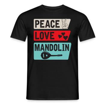 Peace Love Mandoline Bluegrass Musique - T-shirt homme - noir - Devant - AI Model Male 178 light (178cm)