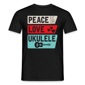 Peace Love Ukulélé Guitariste - T-shirt homme - noir - Devant - AI Model Male 178 light (178cm)