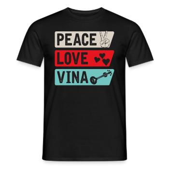 Peace Love Vina Guitar Instrument - Männer T-Shirt - Schwarz - Vorne - AI Model Male 178 light (178cm)