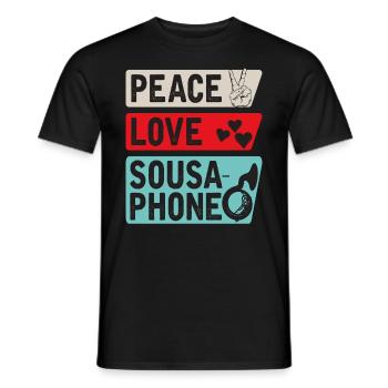 Peace Love Sousaphone Tuba Sousaphone - Männer T-Shirt - Schwarz - Vorne - AI Model Male 178 light (178cm)