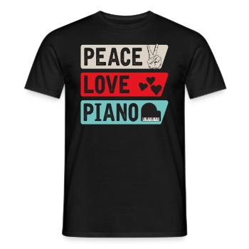 Peace Love Piano Musical Instrument - Männer T-Shirt - Schwarz - Vorne - AI Model Male 178 light (178cm)