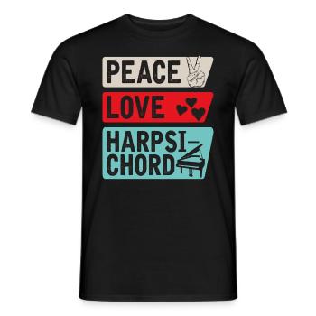Peace Love Harpsichord Piano Music - Men's T-Shirt - black - Front - AI Model Male 178 light (178cm)