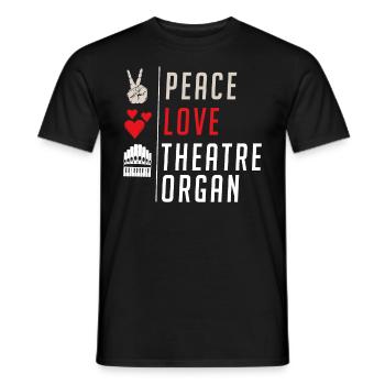 Peace Love Theatre Régisseur d’orgue - T-shirt homme - noir - Devant - AI Model Male 178 light (178cm)
