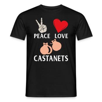 Peace Love Castaneets Instrument Musical - T-shirt homme - noir - Devant - AI Model Male 178 light (178cm)