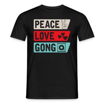 Peace Love Gong Percussion Instrument - Men's T-Shirt - black - Front - AI Model Male 178 light (178cm)