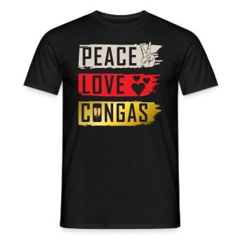 Peace Love Congas Instrument Conga Drum - Men's T-Shirt - black - Front - AI Model Male 178 light (178cm)