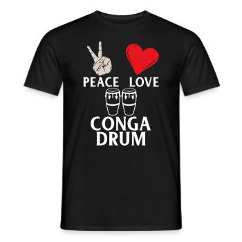 Peace Love Conga Drum Conga Drums Player - Männer T-Shirt - Schwarz - Vorne - AI Model Male 178 light (178cm)
