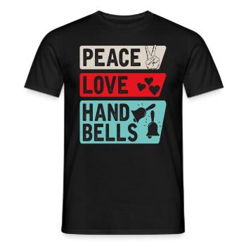 Peace Love Hand Bells Instrument Music - Männer T-Shirt - Schwarz - Vorne - AI Model Male 178 light (178cm)