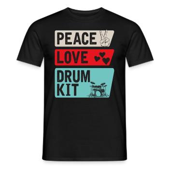 Peace Love Drum Kit Drummer Drum Kit - Men's T-Shirt - black - Front - AI Model Male 178 light (178cm)