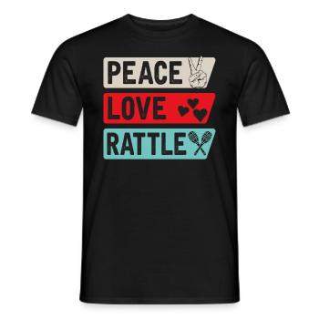 Peace Love Rattle Musical Instrument - Men's T-Shirt - black - Front - AI Model Male 178 light (178cm)