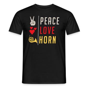 Peace Love Horn Musical Instrument - Männer T-Shirt - Schwarz - Vorne - AI Model Male 178 light (178cm)