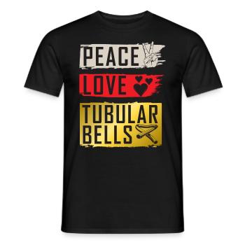 Peace Love Instrument de cloches tubulaires - T-shirt homme - noir - Devant - AI Model Male 178 light (178cm)