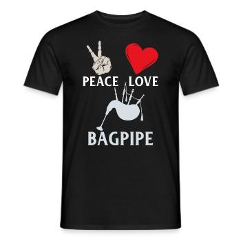 Peace Love Bagpipe Music Instrument - Männer T-Shirt - Schwarz - Vorne - AI Model Male 178 light (178cm)